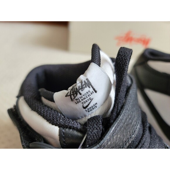 ✅🔥Nike x Stussy Air Force 1 '07 Mid Light Bone Black- Men's Size 10.5 - Picture 6 of 7